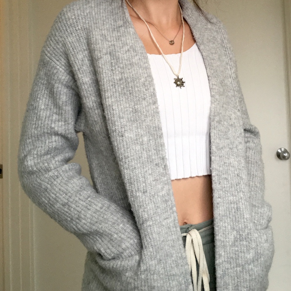 Light grey ribbed cardigan, H&M